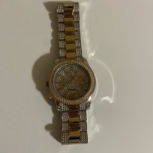 bebe Two-Tone Crystal Accent Bracelet Watch in Gold and Silver